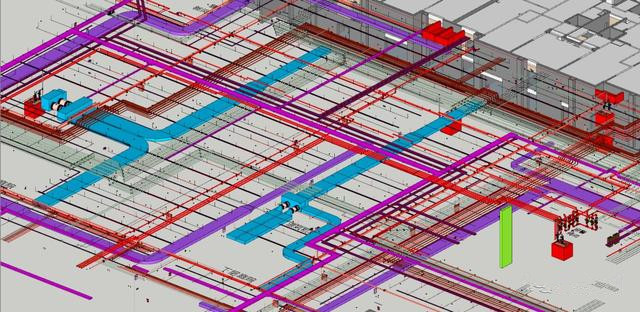 本項目針對地下車庫測量紅線范圍內的機電管線與土建等構筑物（包含一個水泵房和一個報警閥室）進行三維掃描作業并提交成果。 解決方案 業主給出2天內完成外業掃描的時間限制，所以決定選用兩臺Trimble TX6掃描儀同時作業的方式進行掃描，其中百分之七十的測站采用3分鐘模式快速獲取現場信息，最終耗時為一天半時間完成了整個外業采集工作。 圖片描述(最多50字) 經現場測量，現場機電部件最低點不足2m。為保證機電管道的信息詳細完整，必須將掃描儀架設至最低，以保證其可視范圍。 圖片描述(最多50字) 通過合理的布站可以有效降低累積誤差帶來的影響，并以殘差不超過3mm為標準進行拼接，最后進行噪點清理得到成果。 圖片描述(最多50字) 客戶依靠正向設計手段對MEP管線進行建模，無法直接利用點云數據進行擬合逆向。本次主要提供Trimble Realworks與sketchup軟件進行聯動獲取現場信息數據進行建模?？梢宰龅皆诙虝r間內掌握現場真實情況，大大提高了工作效率和模型精度，讓客戶足不出戶完成建模工作并可以實時進行數據的記錄和保存 圖片描述(最多50字) 模型工作完成后可以將MEP模型成果與點云成果在相同環境下進行光譜圖分析，也可以將MEP模型與土建模型進行碰撞監測分析。通過以上方法直觀檢查出成果與現場環境當中存在的差別，以保證最終成果的可靠性。 結果 提交成果包含：點云數據成果、三維模型（包括土建與機電模型、模型檢測報告等）。此次全部工作大約用時4天。本項目在很大程度上提高了測量速率與精度，使建模工作可以更好的展開。實現了模型的精確定位。并且點云數據的留存也為后續的深化設計帶來了便利。