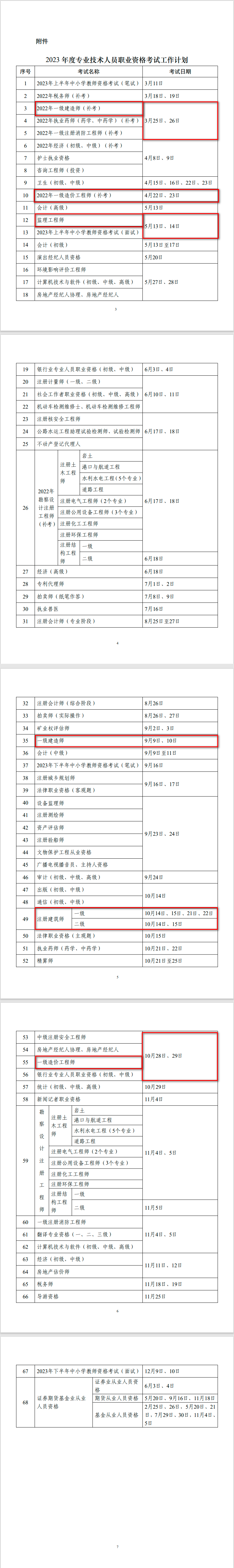 一建補考表