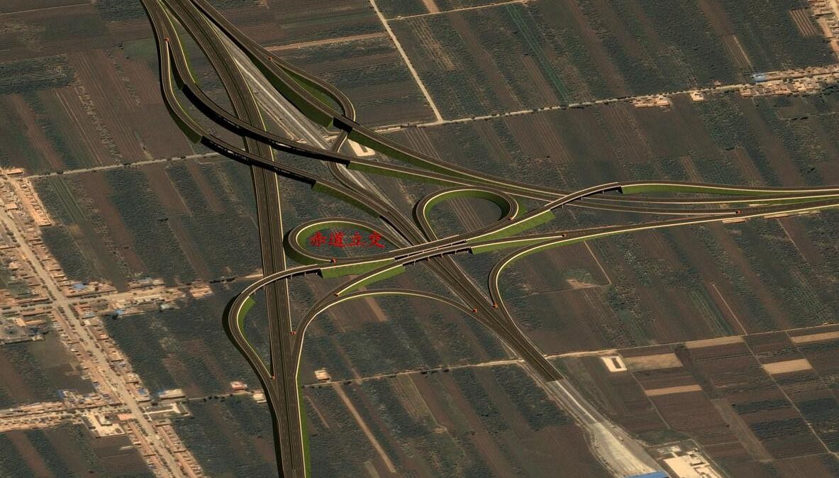 湫坡頭（陜甘界）至旬邑公路-三維渲染模型赤道立交1