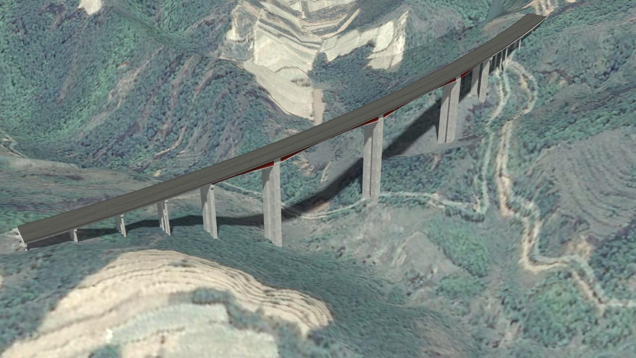 湫坡頭（陜甘界）至旬邑公路-三維渲染模型粱渠溝特大橋模型